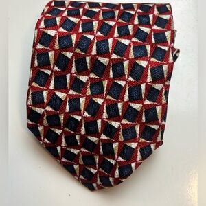 Ermenegildo Zegna Red and‎ Blue Geometric silk Tie